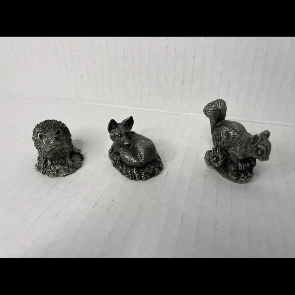 Lot of 12 Jane Lunger Pewter 1981 Franklin Mint Animal Pieces Fox Rabbit Figures